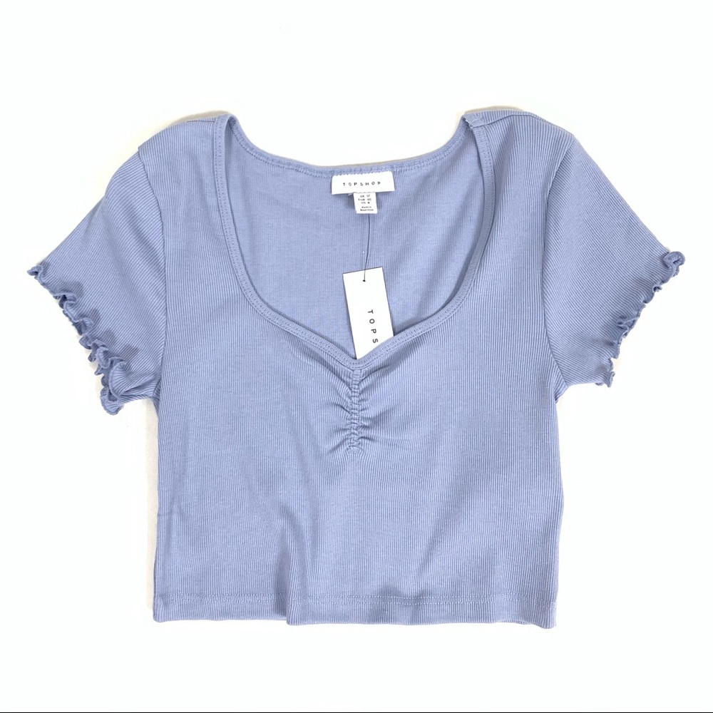 NWT Topshop Blue Ruched Crop Top size 8